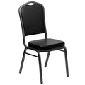 Flash Furniture Hercules Crown Back Stackable Banquet Chair, Silver, 4-pack, Set of 4, Black Vinyl/silver Vein Frame