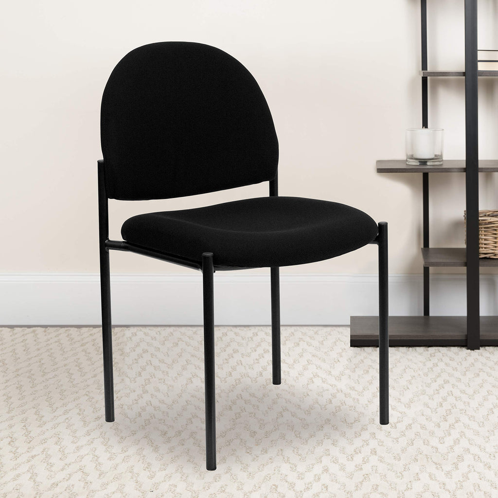 Flash Furniture Tania Comfort Black Fabric Stackable Steel Side Reception Chair, Set of 1