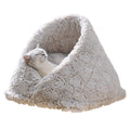 PetPals Round Cat Bed Cat Cave with Removeable and Washable Cushion, Super Soft Rose Patten Faux Fur Pet Bed for Puppy and Kitten with Anti-Slip Bottom (Rose Cradle)