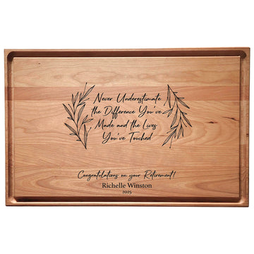 Personalized Retirement Cutting Board for Coworker | Custom Cherry Wood Retirement Gift | Maple Charcuterie Board | Customized Engraved Walnut Wood | Gift for Boss