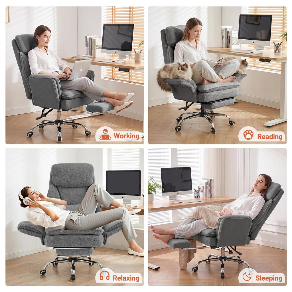 Furniliving Criss Cross Office Chair with Armrests & Wheels, Big and Tall Office Chair with Footrest, Flip Armrests for Pets, Wider Seat Cross