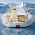 Bedsure Cooling Dog Beds for Small Dogs - Round Cat Beds for Indoor Cats, Washable Pet Bed for Puppy and Kitten with Slip-Resistant Bottom, 20 Inches, Arctic Cooling Blue