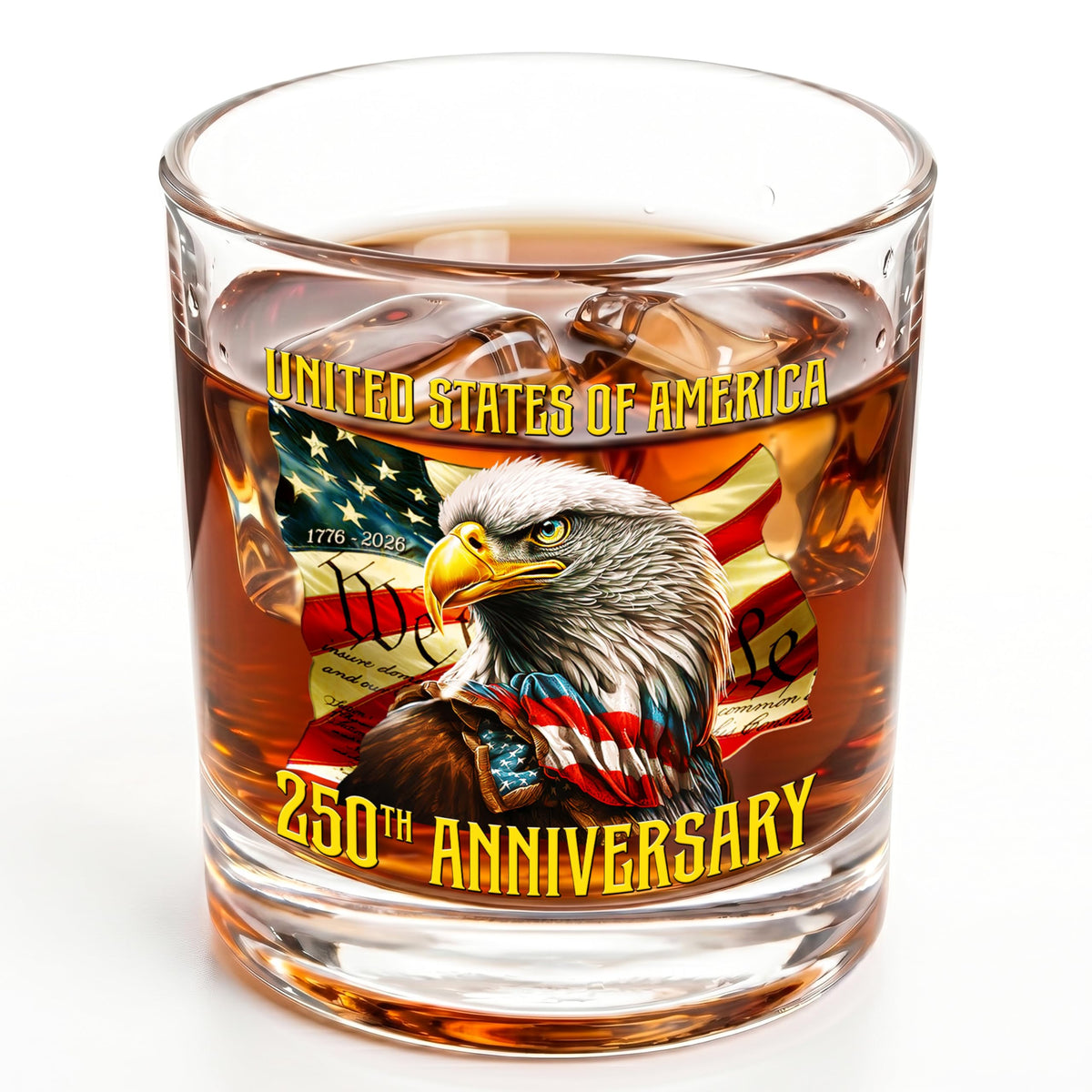 FLAGWIX American Eagle Whiskey Glasses - Old Fashioned Bourbon Glass 10oz Glass - USA Eagles Flag Design 4th of July Veteran Gifts for Men Dad Veteran Independence Day
