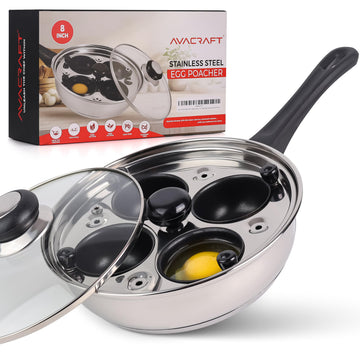 AVACRAFT Stainless Steel Egg Poacher Pan with 4 Egg Cups