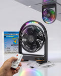 Nordmoose Magnetic Cruise Fan - 7 Blade Rechargeable Magnetic Fan for Cruise Cabin, Dimmable Night Light, Remote Control, Timer, 6 Speeds, 4000mAh Battery, Rotatable Head, Black