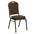 Flash Furniture Hercules Fabric Crown Back Stackable Banquet Chair, Brown, Set of 1, Brown Patterned Fabric/copper Vein Frame
