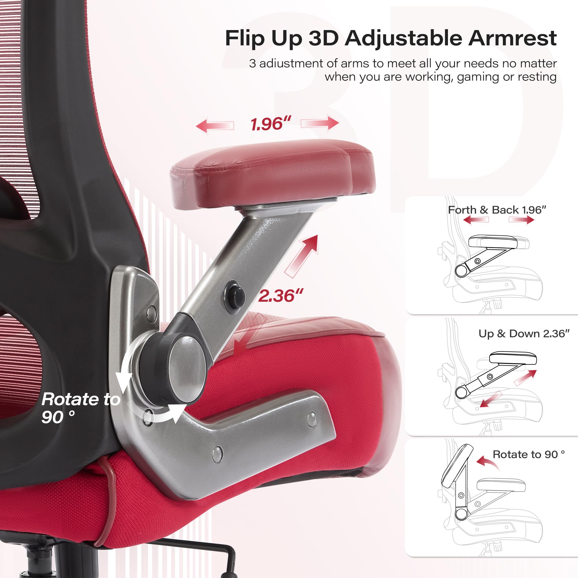 600lbs Big and Tall Office Chair, Heavy Duty Executive Computer Desk Chair, X-Large, Burgundy