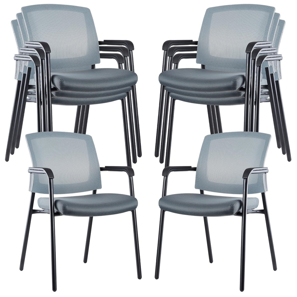 Clatina Grey Stacking Chairs Stackable Waiting Room Chairs with Armrest, Mesh Office Reception Guest Chair for Home Desk Conference Lobby