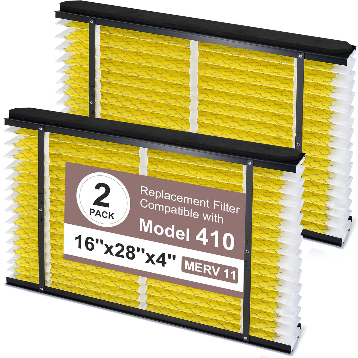 [Upgraded] 410 Replacement Filter Compatible with AprilAire Whole House Air Purifiers, Models 1410 1610 2410 2416 3410 4400, MERV 11, 16x28x4, 2-Pack