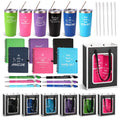 6 Set/36 Pcs Teacher Employee Appreciation Gifts Bulk - 20 Oz Insulated Tumblers, Steel Straw & Cleaner, Gift Bag, Inspirational Notebook, Motivational Pen - Thank You Gift for Coworker, Nurses