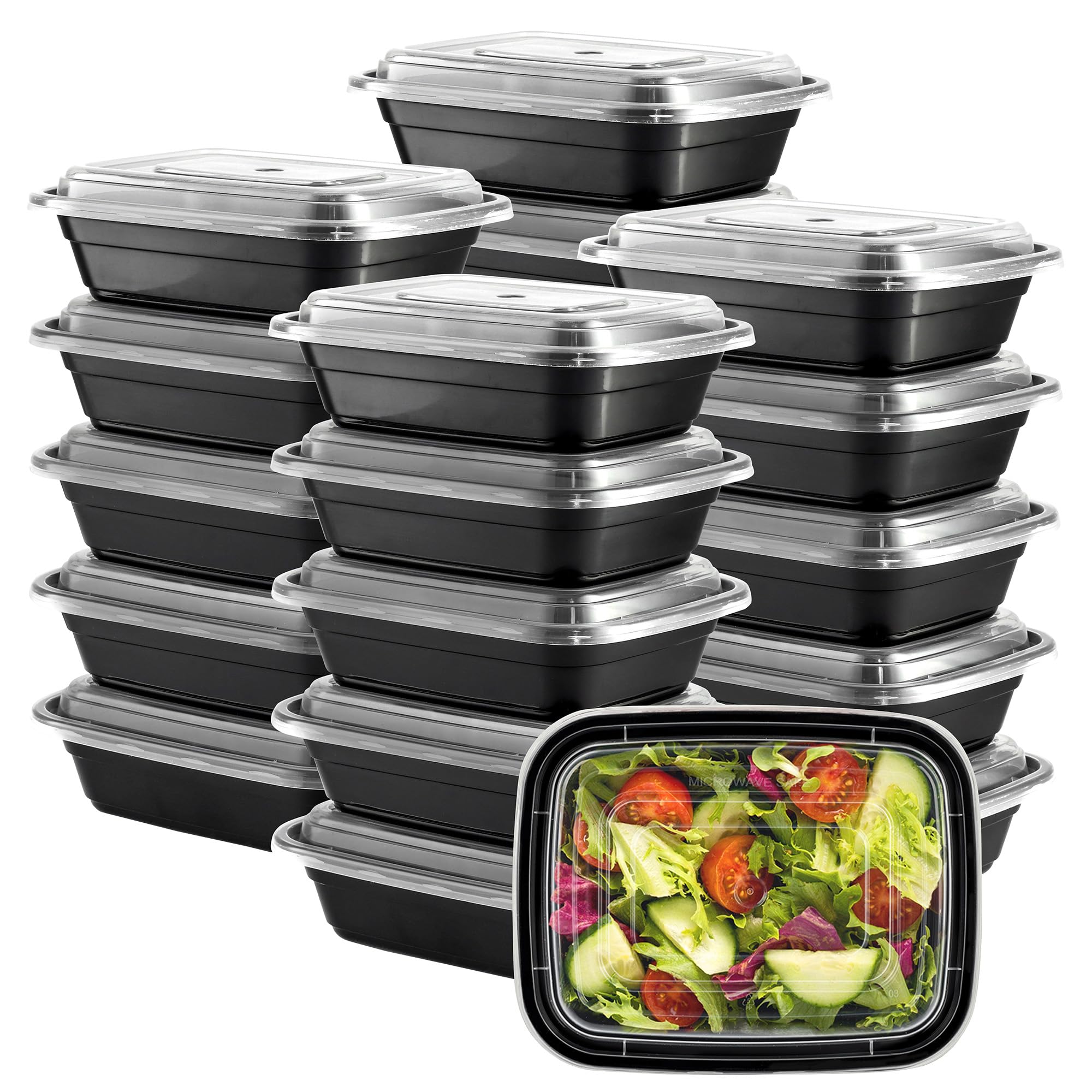 GUSTO 12 oz -1 Compartment Meal Prep Containers with Lids – [50 Count] Reusable, Microwaveable, Dishwasher & Freezer Safe, BPA-Free Food Storage Boxes for Portion Control (Formerly Comfy Package)
