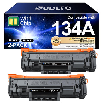 134A Toner Cartridge (with Chip) Replacement for HP 134A Black Toner Cartridge W1340A 134X W1340X Compatible with HP LaserJet Pro M209dw MFP M234dw M234sdw M234sdn Printer Ink (Black, 2 Pack)