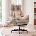 Criss Cross Chair with Footrest, Big and Tall Office Chair with Flip Arms, Pu Leather Grey