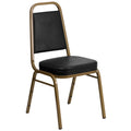 Flash Furniture Hercules Trapezoidal Back Stackable Banquet Chair, Black, Set of 1, Black Vinyl/gold Frame