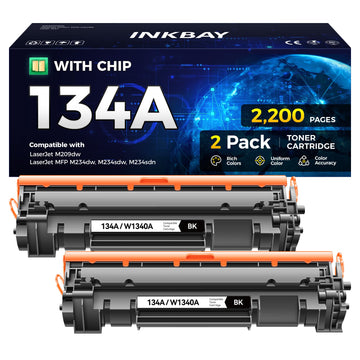134A Toner Cartridge 2-Black with chip High Yield Replacement for HP 134A W1340A 134X W1340X Compatible with HP Laserjet M209dw MFP M234dw M234sdw M234sdn Printer Ink M209dwe M234dwe M234sdwe M234sdne