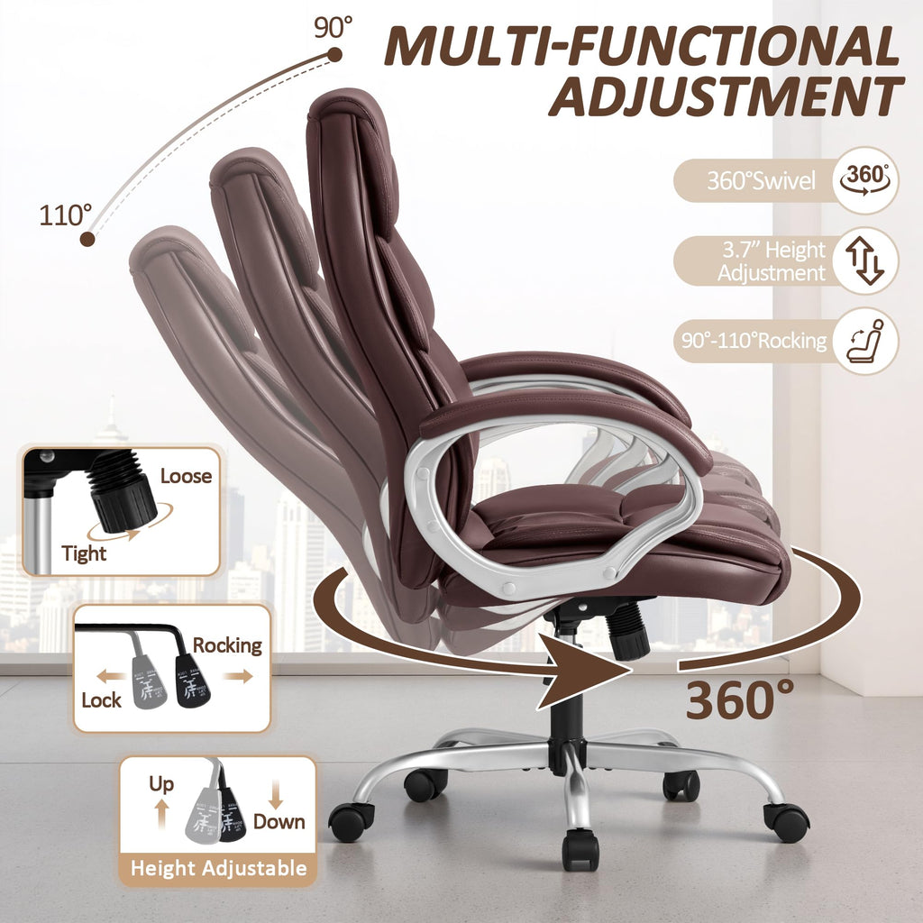 Homall Office Chair High Back Computer Chair Ergonomic Desk Chair, Pu Leather Adjustable Height Modern Executive Swivel Task Chair with Padded