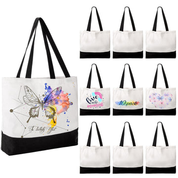 Joyclub Canvas Tote Bags 10 Pack Large 18.5 x 15 x 4 in Long Handle for DIY