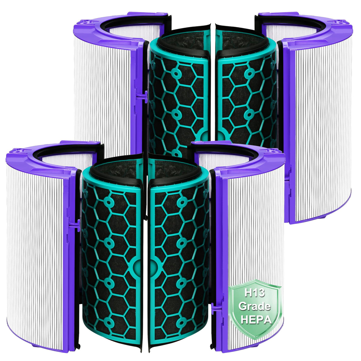TP04 Replacement Filter for Dyson HP04 TP04 DP04 TP05 DP05 Air Puri-fi-er, 2 Stage 360° Pure Cool Fan Combi Glass HEPA Filter & Activated Carbon Filter (Not for HP07 TP01 TP02 TP07 HP09), 2 Pack