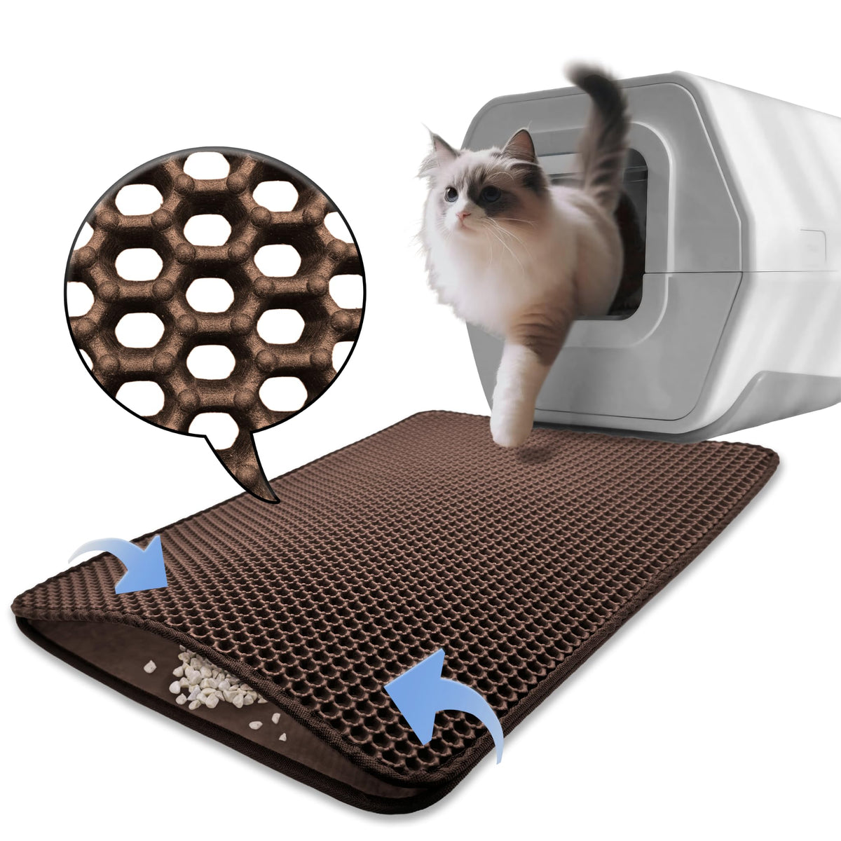 HTTMT- (29.5x23 inch) Pet Supplies Cats Litter & Housebreaking 75X58 Brown Cat litter Mat Double Layer Pad Trapper Folding Pad EVA Foam Rubber