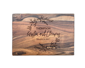 Wedding Cutting Board - Custom Engraving with Family and Couple Names – Personalized Wood Cutting Board – Keepsake Gift for Wedding, Anniversary, Christmas, Housewarming