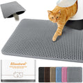 Waterproof Cat Litter Mat, Double Layer EVA, Odor-Free Large Grid, Urine Proof, Easy Cleanup (Gray, 12 x 18)