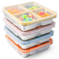4 Pack Stainless Steel Snack Containers with Lids, 4-Compartment Leakproof Bento Snack Boxes, Reusable Dishwasher Safe Food Storage Containers for Adults, Office, Travel & Meal Prep (4pack-a)