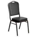 Flash Furniture Hercules Crown Back Stackable Banquet Chair, Black, 4-pack, Set of 4, Black Vinyl/gold Vein Frame