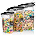 Shazo 3 PC Cereal Container Storage Set (5.2L, 2.8L, 1.2L) - Large Airtight Food Storage Containers with Flip-Top Lids, BPA-Free Plastic Cereal Dispenser for Pantry, Rice, Flour, Sugar & Pasta