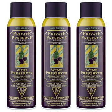 Private Preserve Wine Preservation System | 100% Green Gas Based | Suitable For All Wine, Port, Sake, Cognac, Whiskey, Fine Oil & Vinegar (Pack of 3)