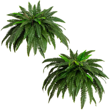Nearly Natural 48 in Artificial Boston Fern Hanging Plant (Set of 2)