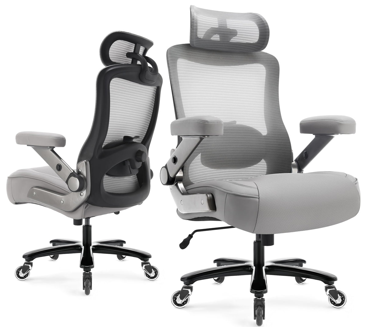 600lbs Big and Tall Office Chair, Heavy Duty Executive Computer Desk Chair, X-Large, Grey