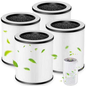 4 Pack P60 Replacement Filter Only Compatible with TPLMB/YARIKI P60 Air Purifier and Vhoiu KJ50 Air Purifier, 3-in-1 Nylon Pre-Filter, HEPA Filter and High-Efficiency Carbon
