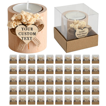 50 Pcs Handmade Personalized Cylinder Candle Holders – Elegant Wedding Favors, Bridal Shower Gifts, Funeral Memorials, & Tealight Candles for Guests