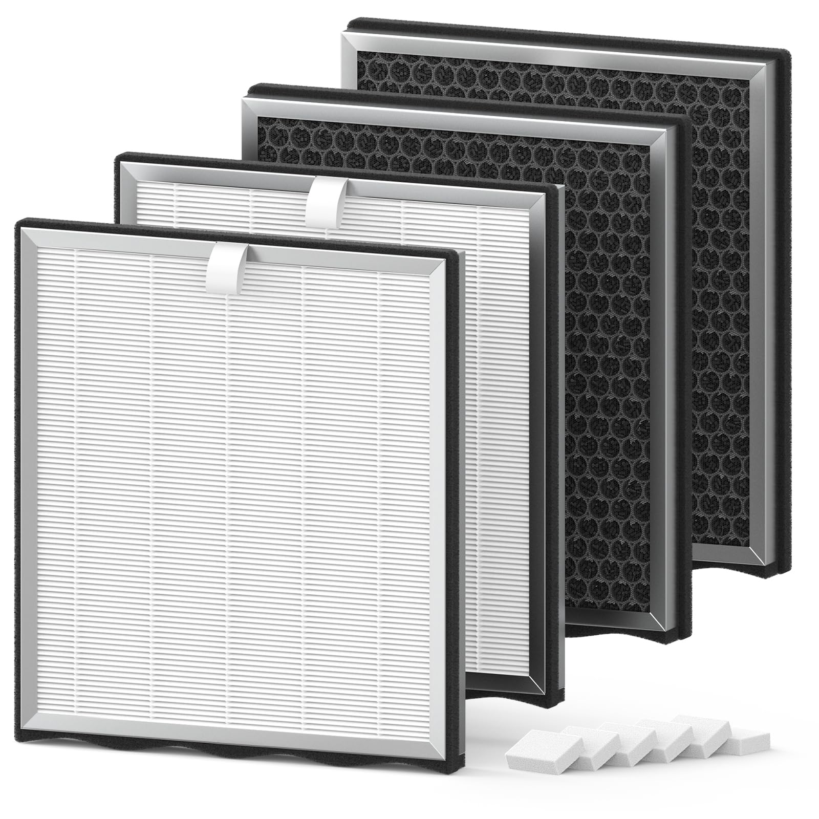 4 Pack APH4000 Air Purifier Replacement Filter Compatible with KNKA APH4000, H13 HEPA and Activated Carbon Filter, Part # APH4000LX