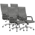 Furmax Ergonomic Office Desk Chair, Executive Ribbed Mid-back Pu Leather Conference Room Chair Adjustable Swivel Chair with Arms (4, Bicolor