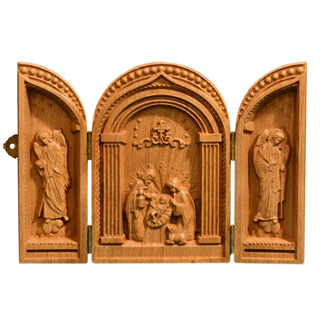Nativity Triptych Holy Trinity- Archangel Michael- Archangel Gabriel Christmas Gift Ideas Catholic Home Decor Prayer Altar Religious Gift