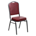 Flash Furniture Hercules Vinyl Crown Back Banquet Chair, Burgundy, 4-pack, Set of 4, Burgundy Vinyl/silver Vein Frame