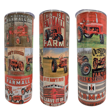 Shop Garage Man Cave Tractor IH Farmall Deering Red Tractor Farm Country Travel mug Tumbler cups (Stainless ClearLid)