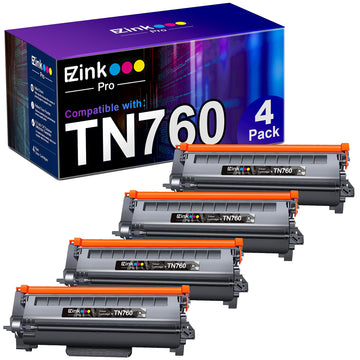 E-Z Ink Pro TN760 Toner for Brother Printer Replacement for Brother TN760 Toner TN-730/TN-760 TN730 to Use with HL-L2350DW HL-L2370DW HL-L2390DW HL-L2395DW MFC-L2710DW MFC-L2750DW Printer(4black)