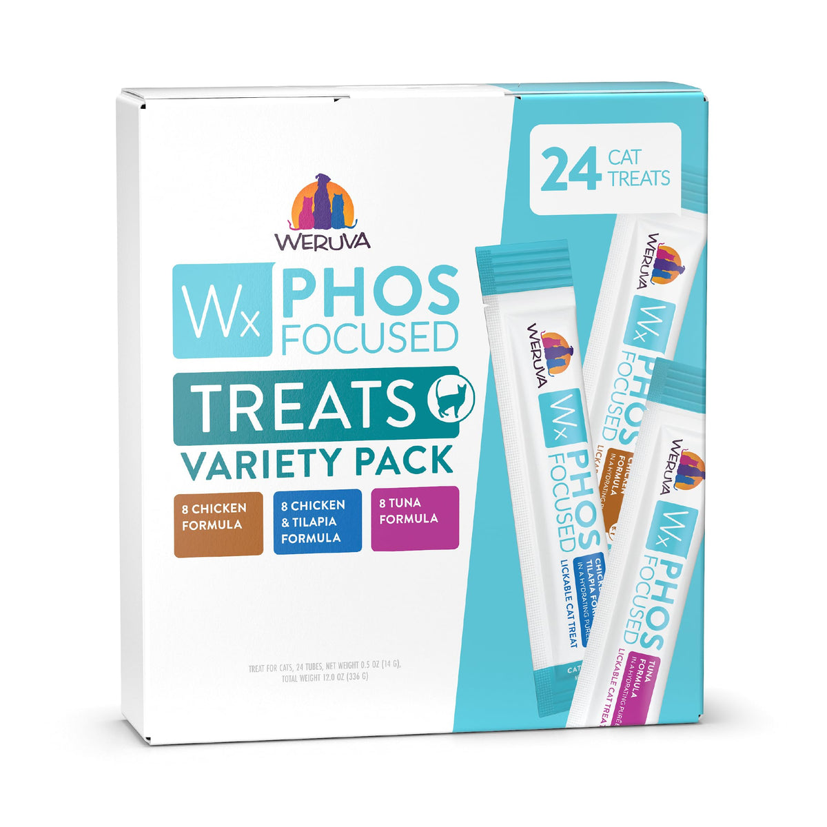 Weruva Wx Phos Focused, Lickable Cat Treats Variety Pack, 0.5oz Tube, Pack of 24