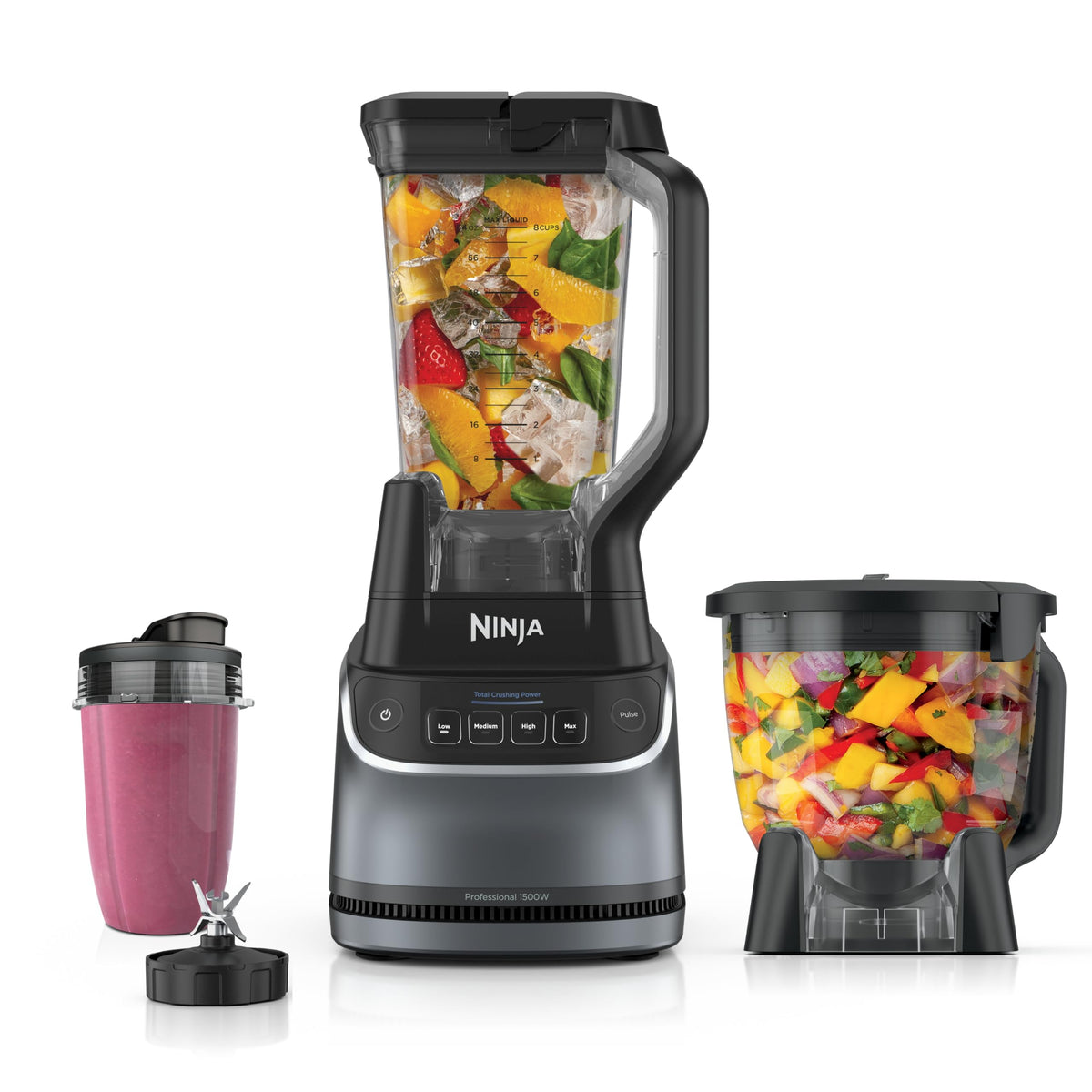 Ninja UltraCrush Professional Kitchen System | 1500W, 72oz Full-Size Blender, 8-Cup Food Processor & 18 oz To-Go Cup | Total Crushing Technology, Smoothies, Ice Crush, Chopping | Silver | BP401 (2026)