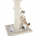 Tall Cat Scratching Post for Indoor Cats Adults, 33'' Large Cat Scratch Post with Perch, Cute Cat Scratching Post with Boho Carpet ? Dangling Ball Toys, White