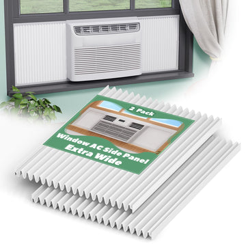 Window Air Conditioner Side Panels, 17" H x 19-1/4" W Extra Wide AC Side Panel, Air Conditioner Curtain Screen Replacement Kit for 5,000 to 14,000 Btu Window AC Units, 2 Pack