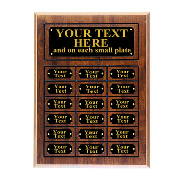 PW Engraving 11 3/4 X 15 3/4 Perpetual Plaque Award, 18 Multiple Name plate Board, 15.75" X 11.75", Trophy Award, Achievement Award, Sport Award, Ongoing Award, Employee Recognition
