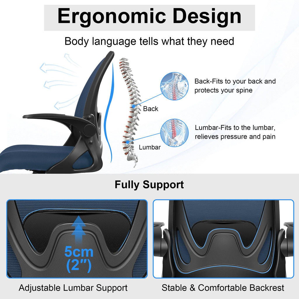 Drafting Chair Tall Office Chair with Flip-up Armrests, Adjustable Height, Enhanced Lumbar Support Ergonomic Rolling Stool, Back Support,