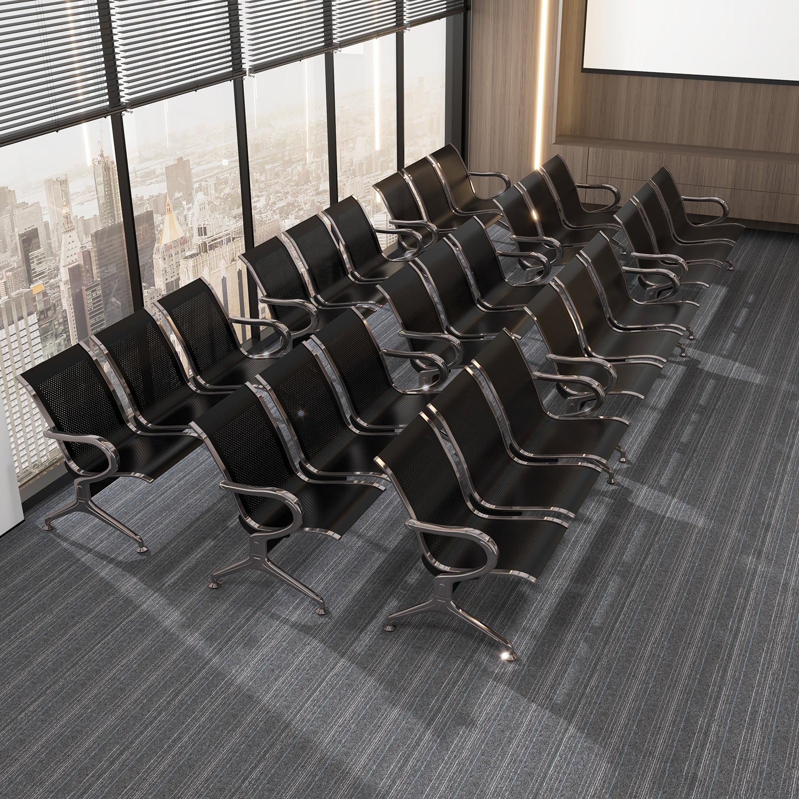 Buenotoys Waiting Room Chair Bench - 5-seat Waiting Room Bench with Arms Airport Reception Bench Guest Reception Chairs Lobby Bench Waiting
