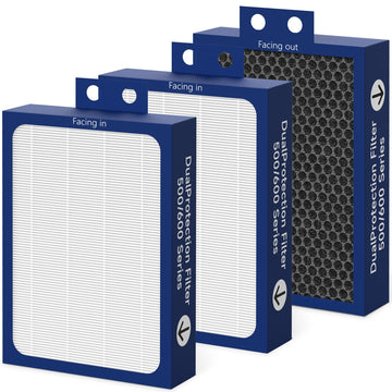 Upgraded 500/600 Replacement Filter for Blueair Classic 500/600 Air Cleaner Purifier 501 503 505 510 550E 555EB 601 603 605 650E Particle Filters, Filled with Activated Carbon Pellets, 3 Pcs 1 Set