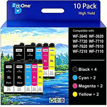 BeOne Remanufactured Ink Cartridges High Yield Replacement for Epson 252XL Ink Cartridges for Epson WF-3640 WF-3620 WF-7720 WF-7710 WF-7620 WF-7610 WF-7210 WF-7110 Printer (10 Pack)