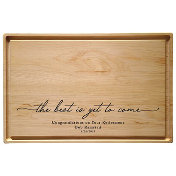 Customized Retirement Cutting Board for Coworker | Custom Cherry Wood Retirement Gift | Maple Charcuterie Board | Personalized The Best is Yet to Come Engraved Walnut Retirement Gift | Gift for Boss