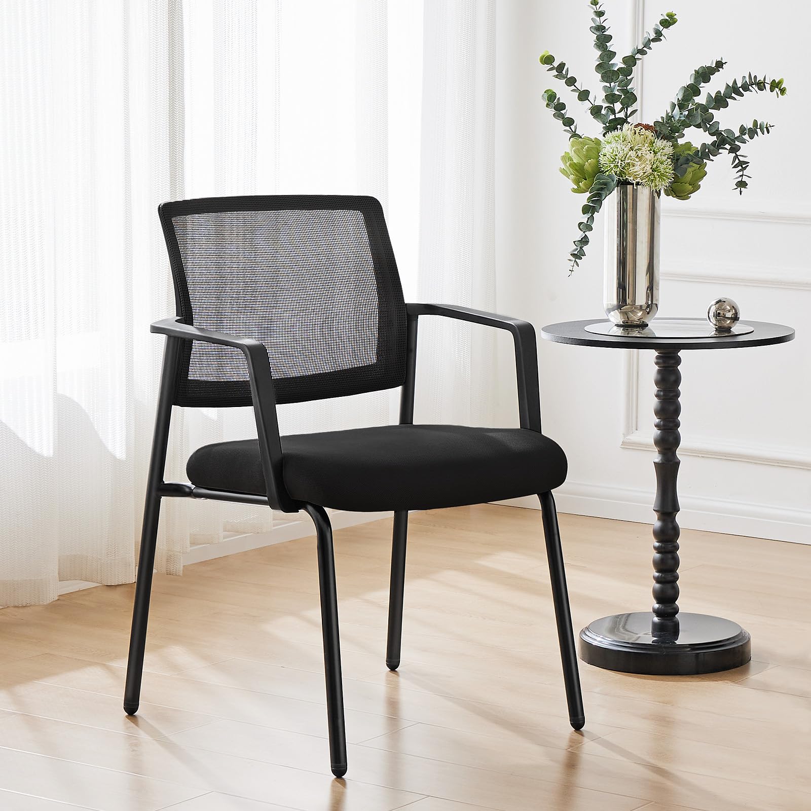 Sweetcrispy Waiting Room Chairs 1 Pack, Mesh Office Guest Chairs, Black